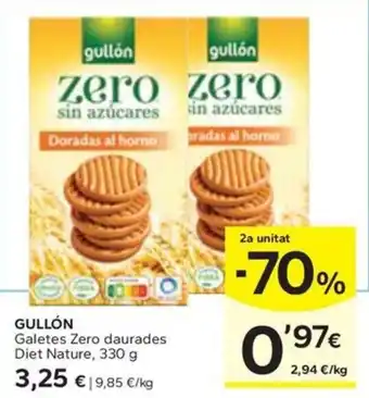 Caprabo GULLÓN Galetes Zero daurades Diet Nature, 330 g oferta