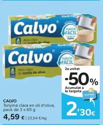 Caprabo CALVO Tonyina clara en oli d'oliva, pack de 3 x 65 g oferta