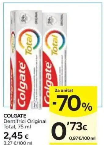 Caprabo COLGATE Dentifrici Original Total, 75 ml 2,45 € oferta