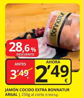 Supermercados MAS JAMÓN COCIDO EXTRA BONNATUR ARGAL | 250g al corte oferta