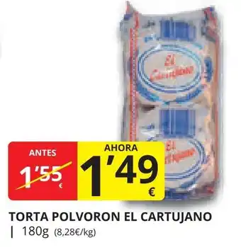 Supermercados MAS TORTA POLVORON EL CARTUJANO | 180g (8,28€/kg) oferta