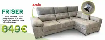 OKSofas Friser 3 plazas, Deslizante, Chaise Longue y arcón en el brazo oferta