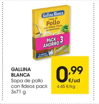Eroski Gallina Blanca Sopa de pollo con fideos pack 3 x 71g oferta
