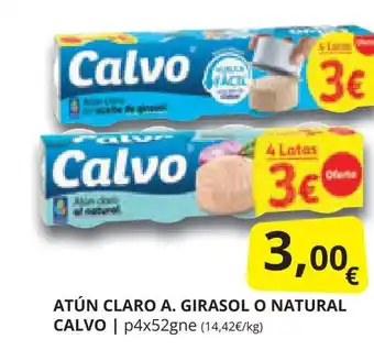 Supermercados MAS ATÚN CLARO A. GIRASOL O NATURAL CALVO oferta