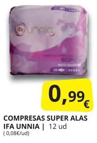 Supermercados MAS COMPRESAS SUPER ALAS IFA UNNIA oferta