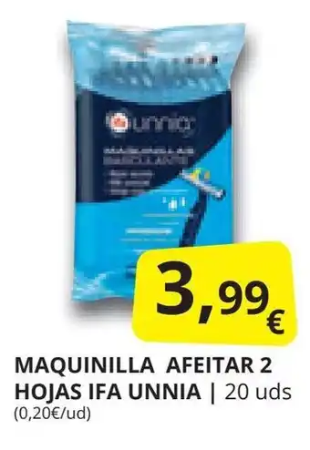 Supermercados MAS MAQUINILLA AFEITAR 2 HOJAS IFA UNNIA oferta