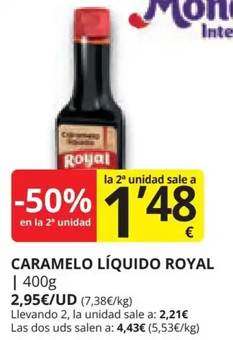Supermercados MAS CARAMELO LÍQUIDO ROYAL | 400g oferta