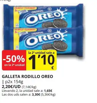 Supermercados MAS GALLETA RODILLO OREO | p2x 154g oferta