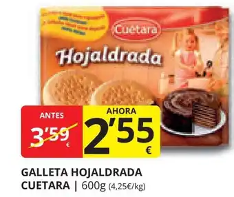 Supermercados MAS GALLETA HOJALDRADA CUETARA | 600g (4,25€/kg) oferta