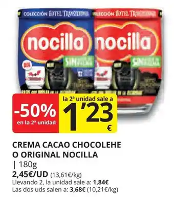 Supermercados MAS CREMA CACAO CHOCOLEHE O ORIGINAL NOCILLA oferta