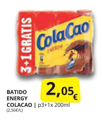 Supermercados MAS BATIDO ENERGY COLACAO | p3+1x 200ml oferta