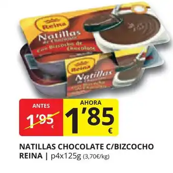 Supermercados MAS NATILLAS CHOCOLATE C/BIZCOCHO REINA | p4x125g oferta