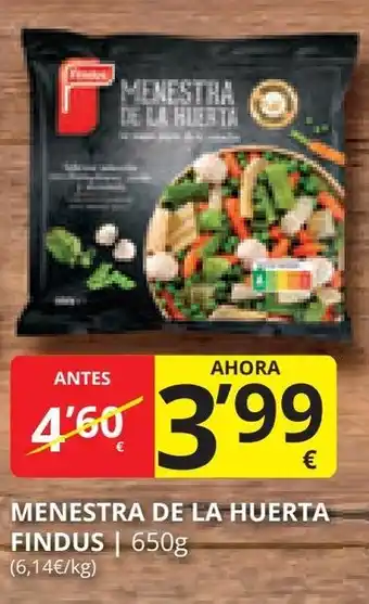 Supermercados MAS MENESTRA DE LA HUERTA FINDUS oferta