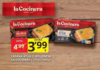 Supermercados MAS LASAÑA ATÚN O BOLOÑESA LA COCINERA | 500g oferta