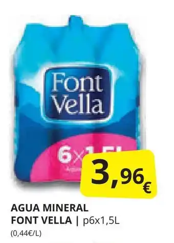 Supermercados MAS AGUA MINERAL FONT VELLA oferta
