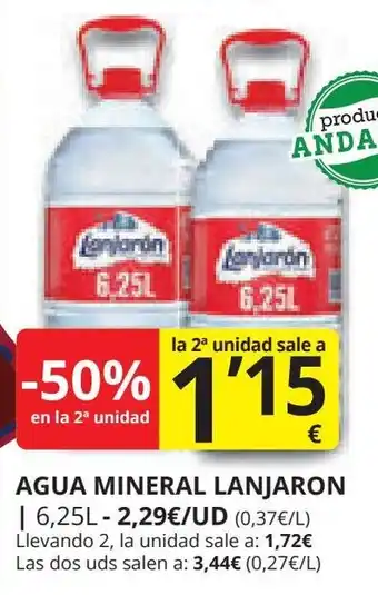 Supermercados MAS AGUA MINERAL LANJARON oferta