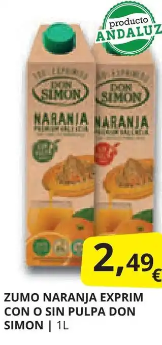 Supermercados MAS ZUMO NARANJA EXPRIM CON O SIN PULPA DON SIMON | 1L oferta