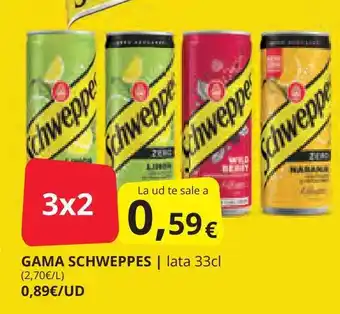 Supermercados MAS GAMA SCHWEPPES | lata 33cl oferta
