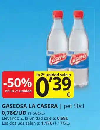 Supermercados MAS GASEOSA LA CASERA | pet 50cl oferta