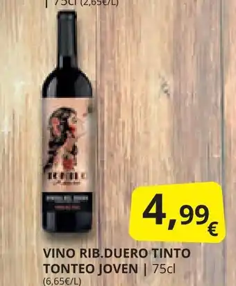 Supermercados MAS VINO RIB.DUERO TINTO TONTEO JOVEN | 75cl (6,65€/L) oferta