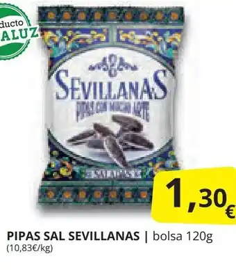 Supermercados MAS PIPAS SAL SEVILLANAS | bolsa 120g (10,83€/kg) oferta