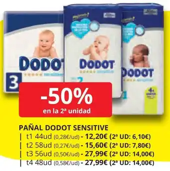 Supermercados MAS PAÑAL DODOT SENSITIVE oferta