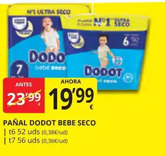 Supermercados MAS PAÑAL DODOT BEBE SECO oferta