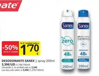 Supermercados MAS DESODORANTE SANEX | spray 200ml oferta