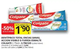 Supermercados MAS DENTÍFRICO TOTAL ENCIAS SANAS, ACCION VISIBLE O FUERZA ESMALTE oferta