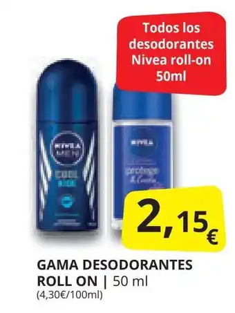 Supermercados MAS GAMA DESODORANTES ROLL ON | 50 ml oferta