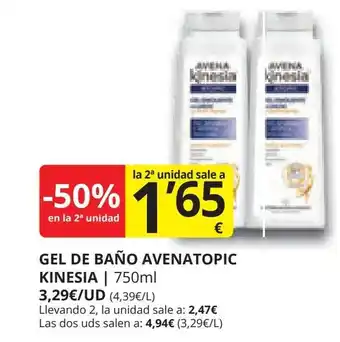 Supermercados MAS GEL DE BAÑO AVENATOPIC KINESIA | 750ml oferta