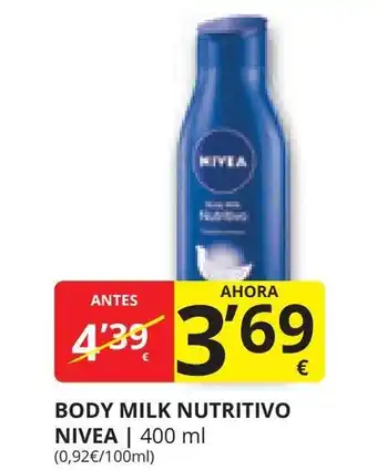 Supermercados MAS BODY MILK NUTRITIVO NIVEA | 400 ml oferta