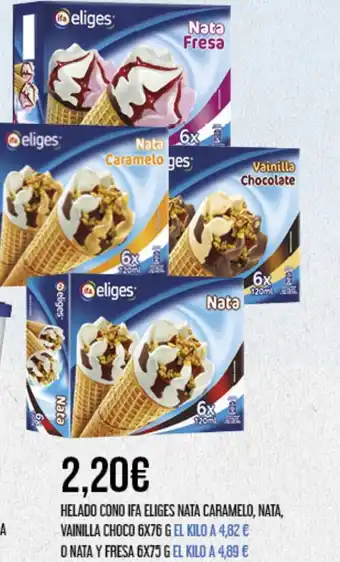 Claudio HELADO CONO IFA ELIGES NATA CARAMELO, NATA, VAINILLA CHOCO 6X76 G oferta