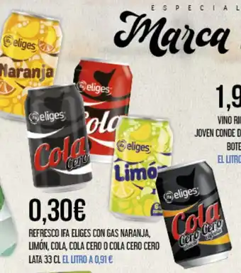Claudio REFRESCO IFA ELIGES CON GAS NARANJA, LIMÓN, COLA, COLA CERO O COLA CERO CERO LATA 33 CL oferta