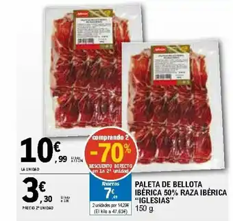 E.Leclerc Iglesias Paleta De Bellota Ibérica 50% Raza Ibérica 150g oferta