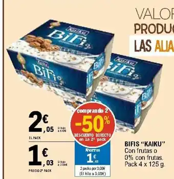 E.Leclerc Kaiku Bifis Con frutas o 0% con frutas Pack 4 x 125g oferta