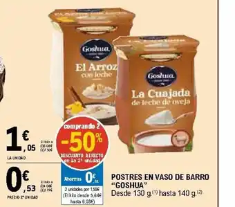 E.Leclerc Goshua Postres En Vaso De Barro Desde 130 g hasta 140g oferta
