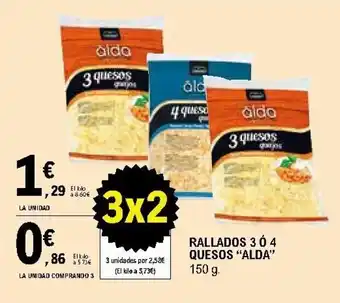 E.Leclerc Alda Rallados 3 Ó 4 Quesos 150g oferta