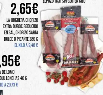 Claudio LA HOGUERA CHORIZO EXTRA DUROC REDUCIDO EN SAL, CHORIZO SARTA DULCE O PICANTE 280 G oferta