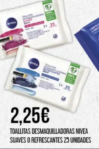 Claudio TOALLITAS DESMAQUILLADORAS NIVEA SUAVES O REFRESCANTES 25 UNIDADES oferta