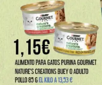 Claudio ALIMENTO PARA GATOS PURINA GOURMET NATURE'S CREATIONS BUEY O ADULTO POLLO 85 G oferta