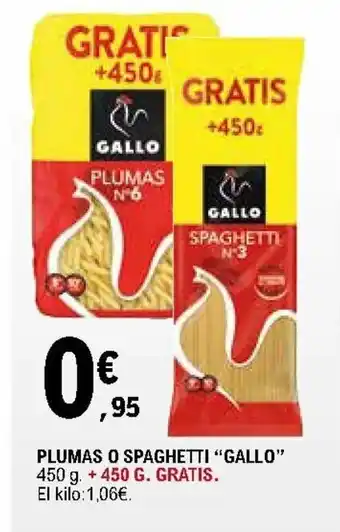 E.Leclerc Gallo Plumas O Spaghetti 450g oferta