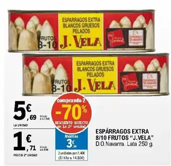 E.Leclerc J.Vela Espárragos extra 8/10 Frutos 250g oferta