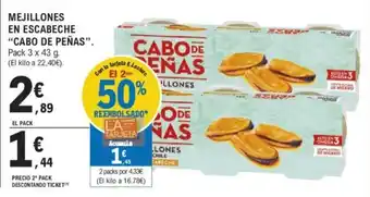 E.Leclerc MEJILLONES EN ESCABECHE "CABO DE PEÑAS" oferta