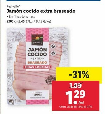 Lidl Jamón cocido realvalle oferta