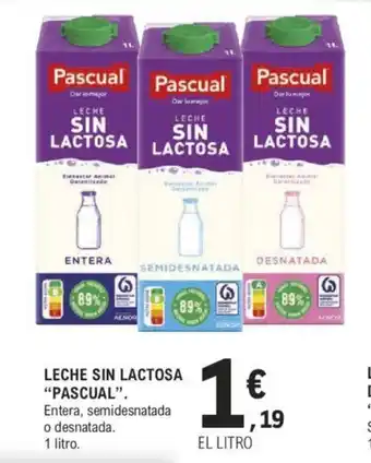 E.Leclerc LECHE SIN LACTOSA "PASCUAL" oferta