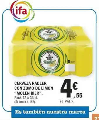 E.Leclerc CERVEZA RADLER CON ZUMO DE LIMÓN "MOLEN BIER" oferta