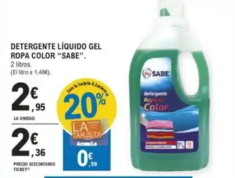 E.Leclerc DETERGENTE LÍQUIDO GEL ROPA COLOR "SABE". oferta