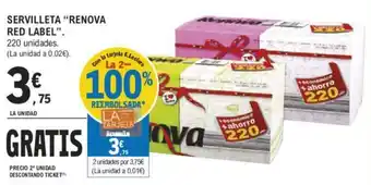 E.Leclerc SERVILLETA "RENOVA RED LABEL". oferta