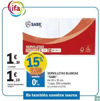 E.Leclerc SERVILLETAS BLANCAS "SABE". oferta
